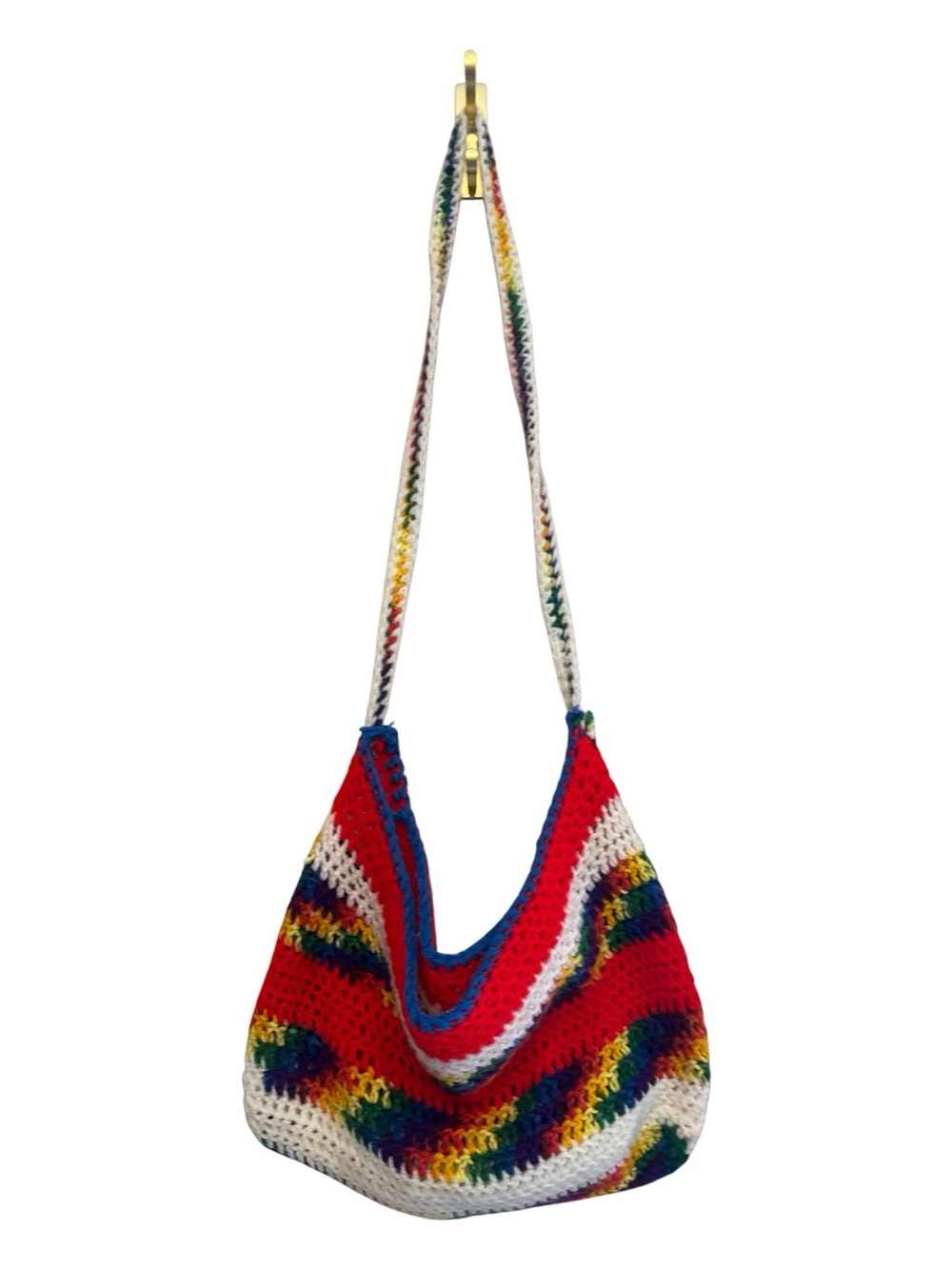 Hand-knit Unbranded Boho Rainbow Pattern Shoulderbag